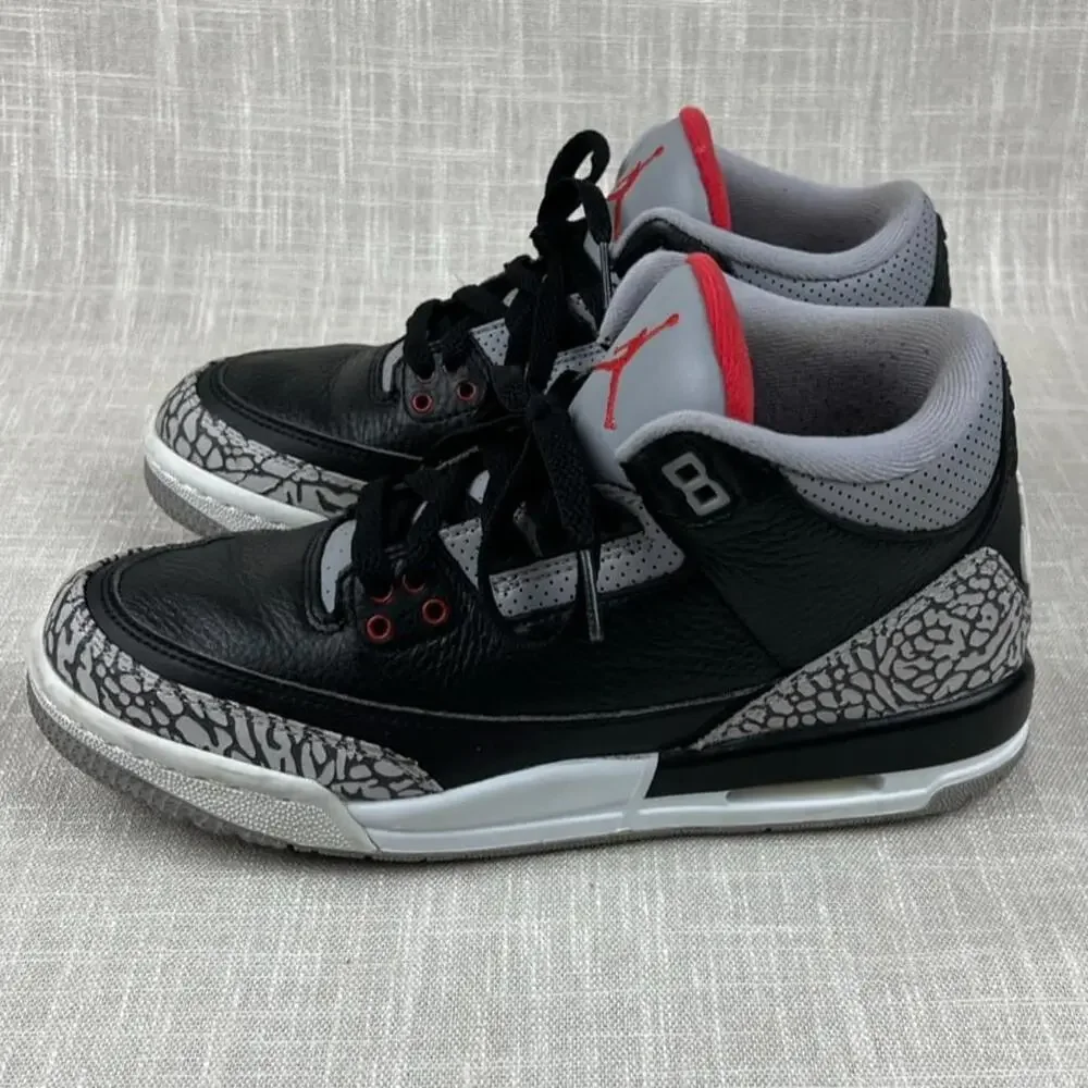 Air Jordan Retro 3 Cement Black‎ Sz 7Y